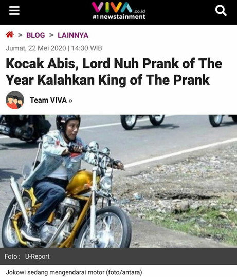 Kocak Abis, Lord Nuh Prank of The Year Kalahkan King of The Prank