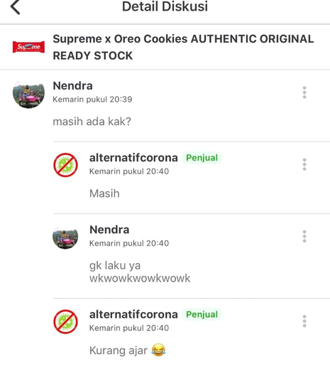 Percakapan Reseller Oreo Supreme Dan Customer Yang Bikin Ngakak.