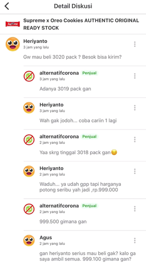 Percakapan Reseller Oreo Supreme Dan Customer Yang Bikin Ngakak.