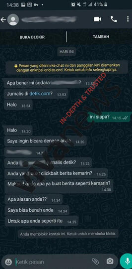 Eksklusif: Begini Isi Ancaman Pembunuhan Wartawan Detikcom