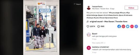 Viral Foto Pakai Baju Adat Jawa di Jepang Bikin Turis Terkesima