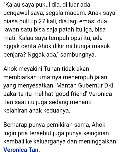 Akun IG @SahabatVero Bantah Tudingan Ahok soal Veronica Tan Selingkuh