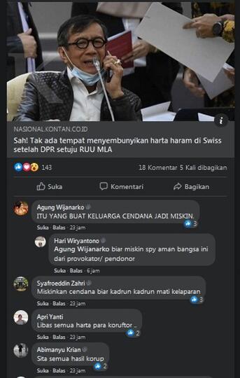 RUU MLA Disetujui DPR, Uang Haram di Swiss Terancam, Netizen: Cendana Miskin,Kadrun..