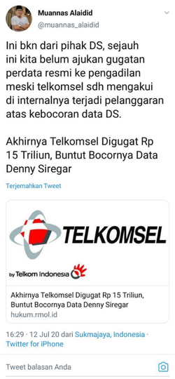 ElDiablo Marah,Sebut Goblok Gugat Telkomsel 15 T, Muannas:Gugatan Bukan dari Pihak DS