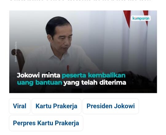 Viral,,Kartu Prakeja berujung Pidana jika tidak dikembalikan.