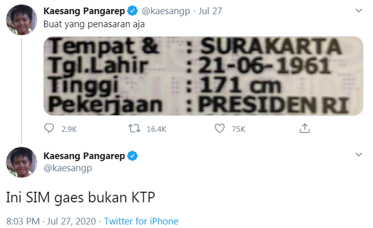 Deretan Twit Kaesang Ini Bikin Heboh, Tunjukan SIM Jokowi Hingga Barang Dapur Istana