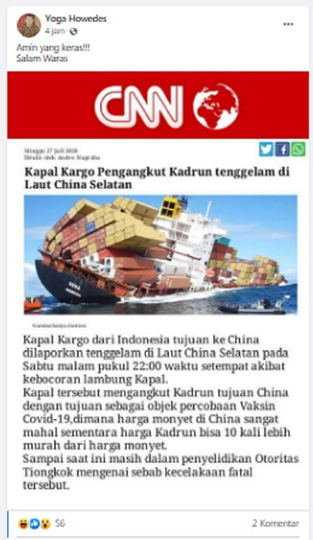 Kapal Kargo Pengangkut Kadrun Tenggelam di Laut China Selatan? Ini Faktanya