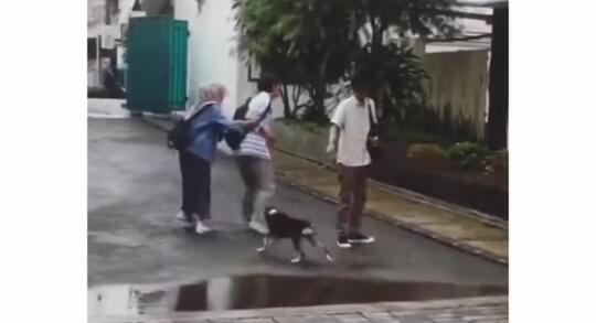 Lucu atau Kasihan? Mahasiswi Ini Lari Terbirit Meluk Cowok Karena Dikejar Anjing!