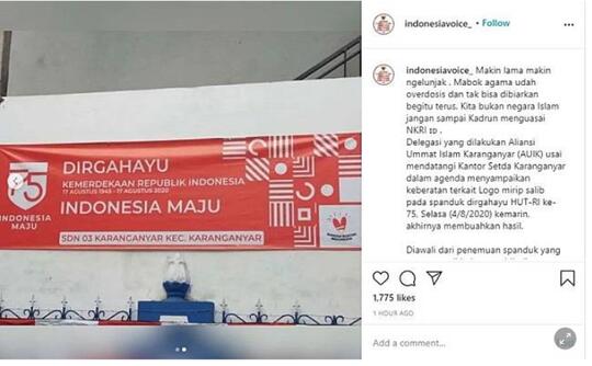 Dituding Mirip Salib, Spanduk HUT RI Ke-75 Diprotes Ormas Islam