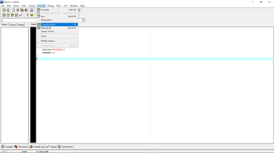 mau tanya ini kok tdk bisa keluar eksekusi dari DEV C++ ??