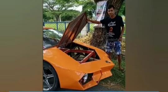 Unik, Replika Lamborghini Kreasi Anak Aceh Bermesin Motor Vixion! Mirip Aslinya Gak?