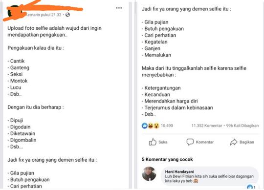 Menuduh Tukang Selfie Dan Upload Foto, Kegatelan. Akun Ini Viral Diserang Warganet