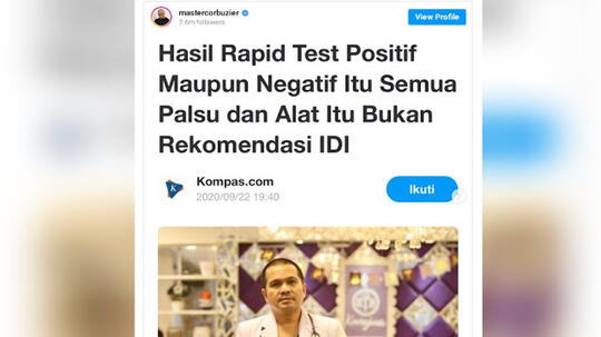IDI Sebut Hasil Rapid Test Semuanya Palsu, dr Tirta: Ngeri Iki, Suangaaarrr…