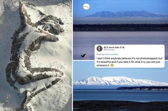 FOTO Puncak Gunung Alaska 'Sleping Lady' Menjadi Viral di Media Sosial.