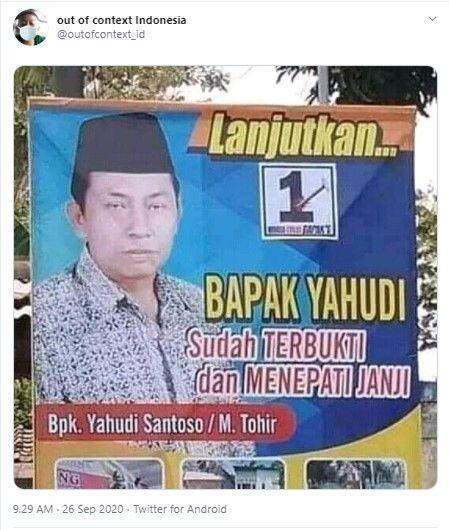 Viral Baliho Ajakan Pilih Bapak Yahudi, Warganet Jadi Salah Fokus