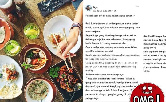 Curhat Pria Melihat Teman tak Beradap Ketika Ditraktir Makan, Bikin Netizen Ribut!