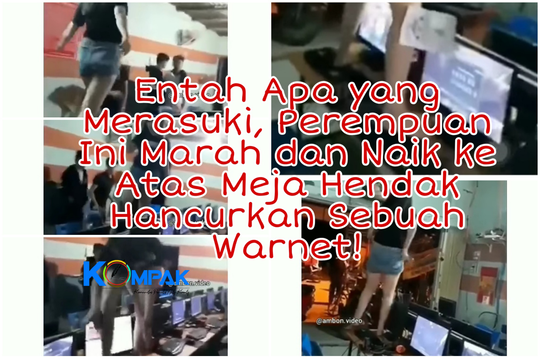 Marah Tak Terkendali, Perempuan Ini Merusak Warnet Dan Nyaris Bugil Di Atas Meja!