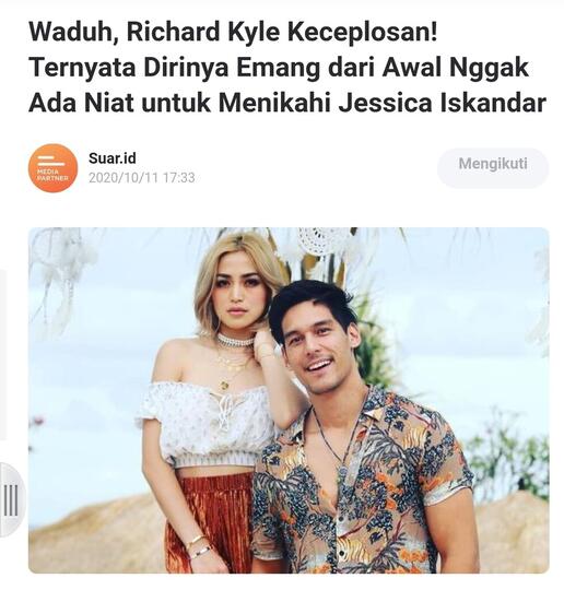 Waduh,Richard Keceplosan!Ternyata Dirinya Emang dari Awal Nggak Ada Niat tuk Menikahi