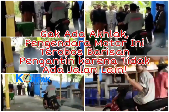 Gokils, Pengendara Motor Ini Terobos Tenda Pengantin dengan Santai Tak Bersalah!