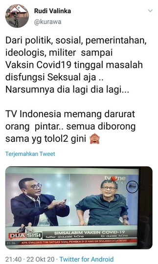 Rocky Gerung Jadi Narsum Semua Isu diAcara TV,Rudi: Tinggal Masalah Disfungsi Seksual