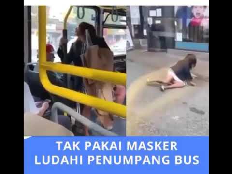 Wanita Di Dalam Bus Ludahi Penumpang, Endingnya Langsung Di Dorong Hingga Terjengkang