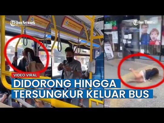 Wanita Di Dalam Bus Ludahi Penumpang, Endingnya Langsung Di Dorong Hingga Terjengkang