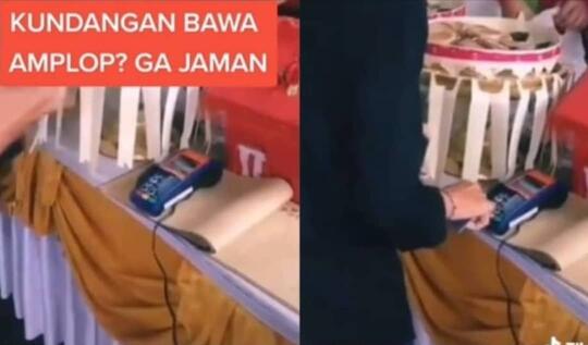 Super Unik, Resepsi Pernikahan Satu ini Pakai Mesin EDC untuk Terima Uang Amplop!