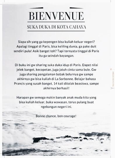 Review Buku Kisah Perjuangan Mencari Beasiswa, BIENVENUE A PARIS
