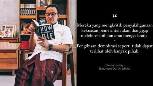 Duduk Santai Sambil Baca Buku Bagaimana Demokrasi Mati, Anies Menyindir Siapa Nih?