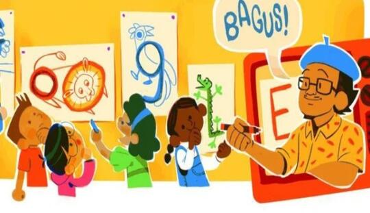 Pencetus Lukisan Gunung Kembar Ada di Gambar Google Hari Guru Nasional, Kepoin Yuk!