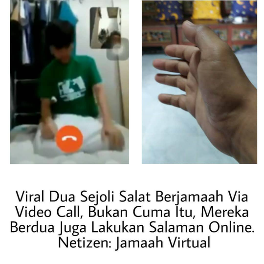 Viral!Dua Sejoli Salat Berjamaah Lewat Video Call Dan Salaman Online