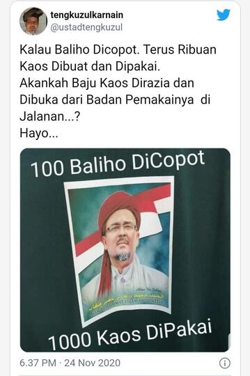 Habis Baliho, Terbitlah Gerakan Kaus Bergambar Habib Rizieq