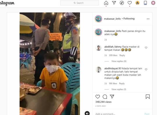 Kelabui Polisi, Momen Bocah Pakai Masker dari Tisu saat Razia Bikin Ngakak