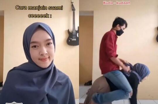 Lucu, Video Seorang Perempuan Ajarkan Cara Manjain Suami! Kok Main Kuda-kudaan?