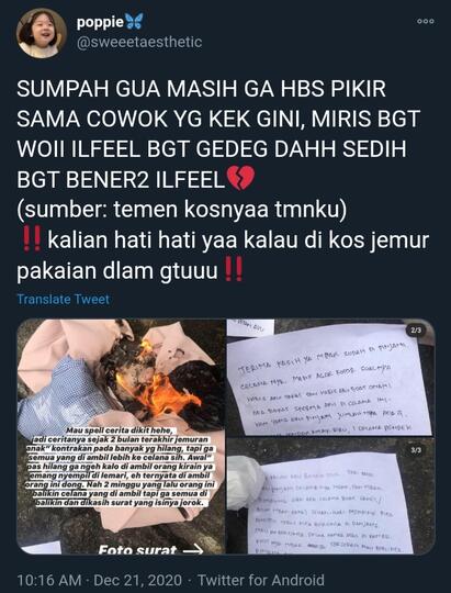 Warga Mengamankan Seorang Pria Maling Pakaian Dalam Wanita, Gangguan Fetishm?