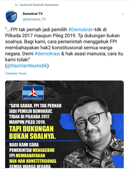 Kritik Pembubaran FPI, #TenggelamkanDemokrat Jadi Trending Topic