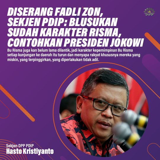 Sekjen PDIP: Blusukan Sudah Karakter Risma, Contohkan Presiden Jokowi