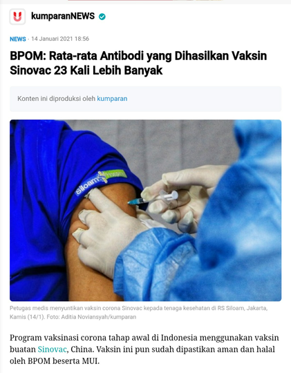 Bagaimana Cara Kerja Vaksin Sinovac Dalam Tubuh Manusia?