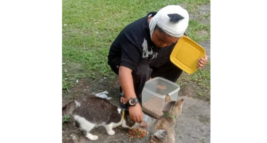 Meski Wajah Terluka Akibat Dicakar, Anak ini Meminta Ayahnya Tidak Memukul Kucing