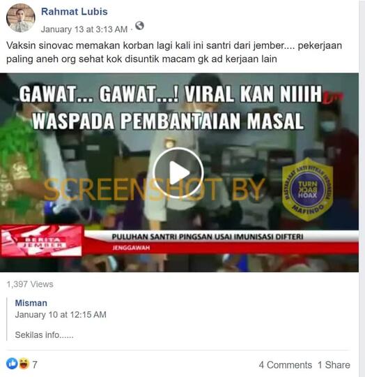 Sejumlah Santri di Jember Bertumbangan Usai Divaksin Sinovac