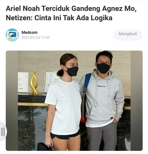Ariel Noah Terciduk Gandeng Agnez Mo, Netizen: Cinta Ini Tak Ada Logika