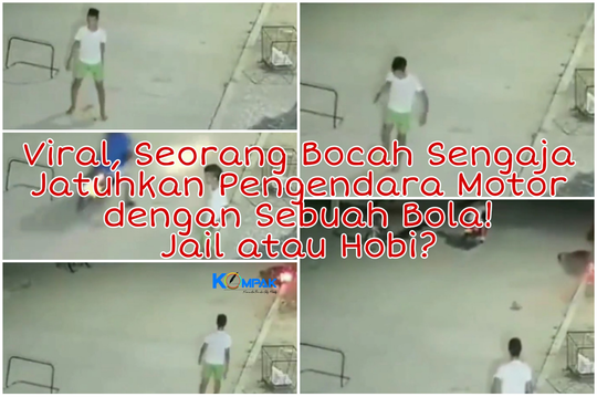 Viral, Seorang Bocah Sengaja Jatuhkan Pengendara Motor dengan Bola! Jail atau Hobi?