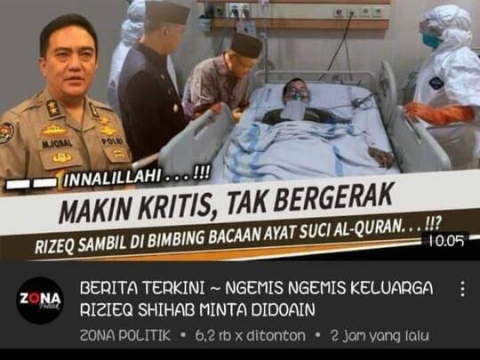 Rizieq Shihab Dikabarkan Sakit Keras, Polri: Itu Bohong