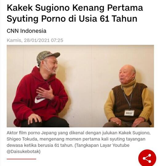 Kakek Sugiono Kenang Pertama Syuting Porno di Usia 61 Tahun