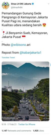 Viral Gunung Gede Terlihat dari Kemayoran