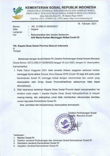 Tak Kunjung Cair, Santunan Korban Meninggal Covid-19 Tahun 2021 Ditiadakan