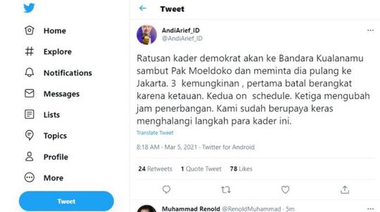 Ratusan Kader Demokrat Akan ke Bandara Kualanamu Minta Moeldoko Pulang