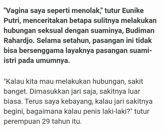 Vagina saya seperti menolak' - Cerita pengidap vaginismus.