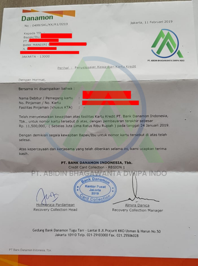Jasa Penutupan Kartu Kredit / KTA - PT Abidin Bhagawanta Dwipa Indo