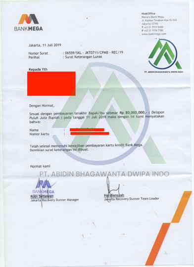 Jasa Penutupan Kartu Kredit / KTA - PT Abidin Bhagawanta Dwipa Indo